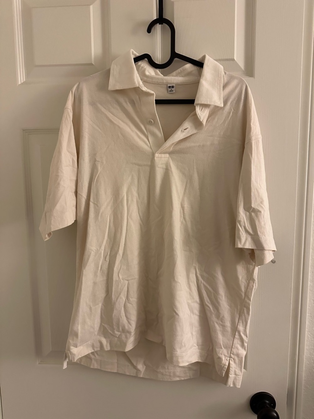 Uniqlo Men’s Cream/White Short-Sleeve Rugby Polo M NWOT